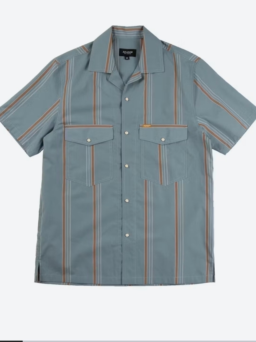 Seager Co. Short Sleeve ShirtsThe Striped Whippersnapper Shirt Blue Large